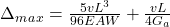 \Delta_m_a_x = \frac{5vL^3}{96EAW}+\frac{vL}{4G_a}