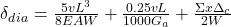 \delta_d_i_a = \frac{5vL^3}{8EAW} + \frac{0.25vL}{1000G_a} + \frac{\Sigma x\Delta_c}{2W}