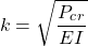 \begin{align*}k  = \sqrt{\frac{P_c_r}{EI}} \\\end{align*}