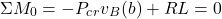 \begin{equation*}\Sigma M_0 = -P_c_rv_B(b) + RL = 0\end{equation*}