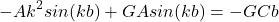 \begin{equation*}-Ak^2sin(kb) + GAsin(kb) = -GCb\end{equation*}